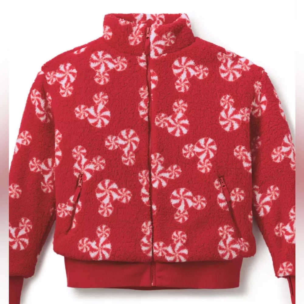 Mickey Mouse Icon Peppermint Swirl Sherpa Fleece Zip Jacket for Women